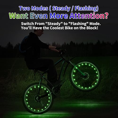 Miniatura 9 de DAWAY Luces LED A01 para rueda de bicicleta, luces brillantes para radios de bicicleta, luces de seguridad impermeables para neumáticos de
