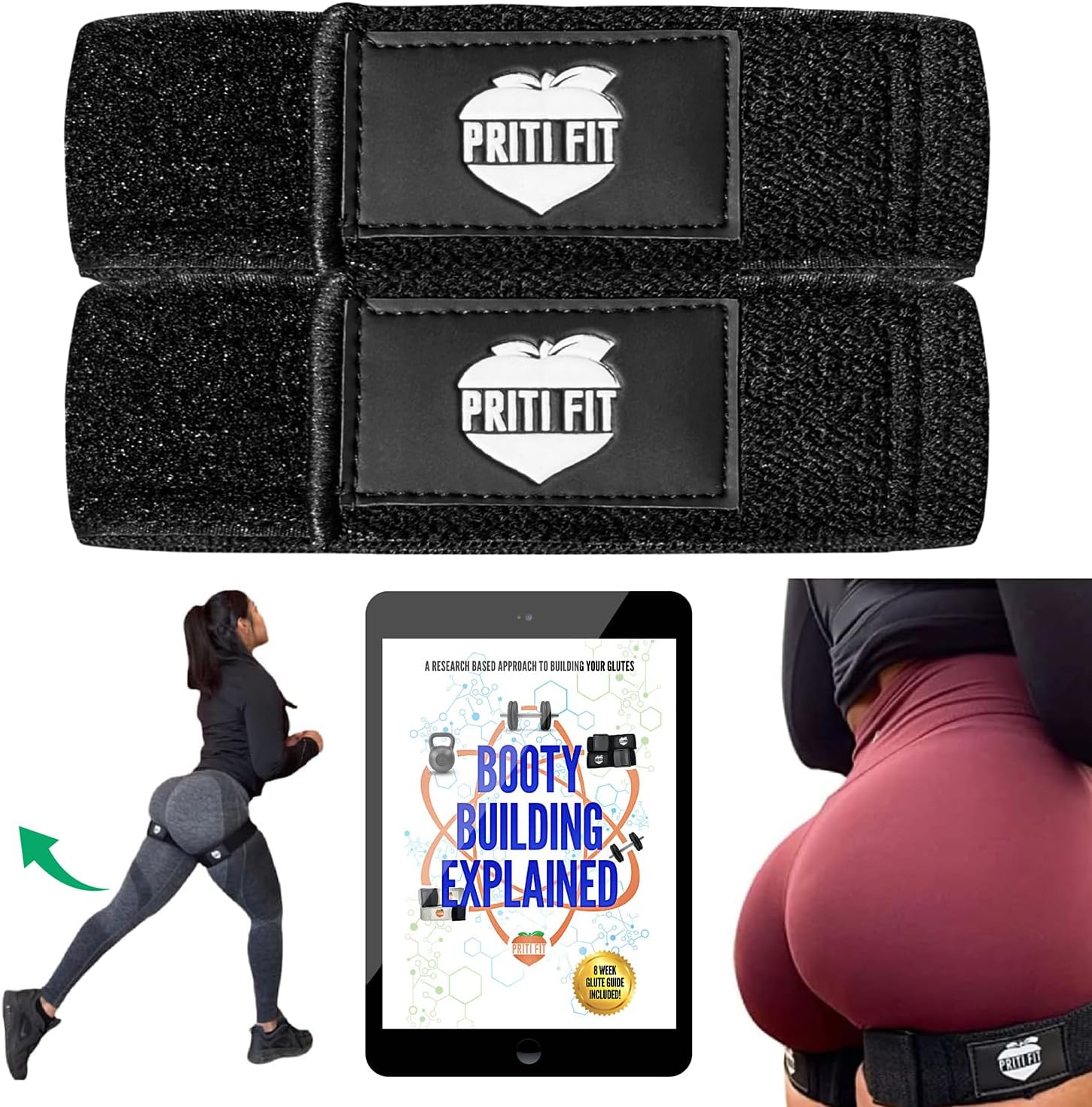 BFR Booty Bands for Women with 8-Week Guide for Legs, Glutes & Hip Building, Blood Flow Restriction Occlusion Bands for Workouts,Best Fabric Resistance Loop,Tone & Lift Your Butt,Squat,Thigh,Fitness
