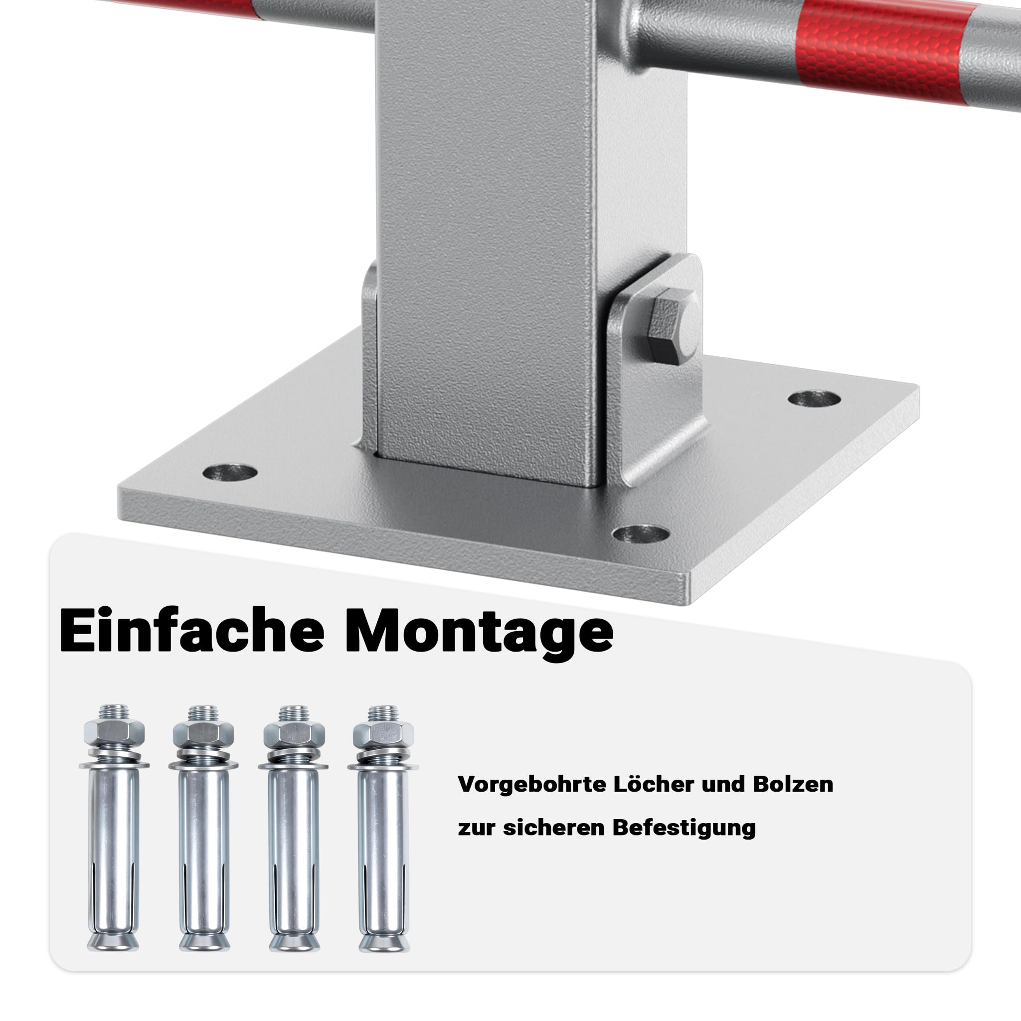Wiltec Parkplatzbügel umklappbar 48 x 70 cm, mit Vorhängeschloss u. 3 Schlüsseln, Parkpfosten zur Sicherung des Parkplatzes, Sperrbügel aus Stahl