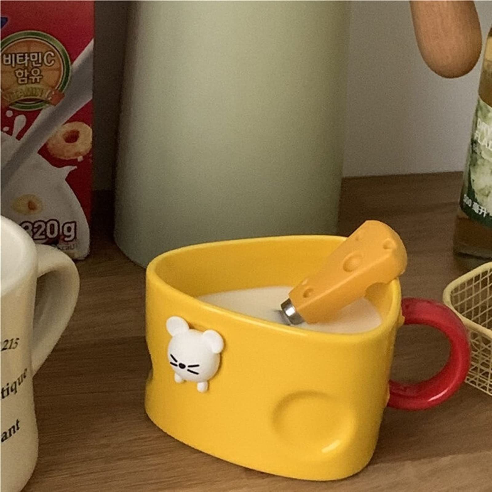 Duży kubek kawy ser żółte kubki ceramiczne śniadanie herbata kawa z mlekiem kubek z pokrywką kuchnia porcelana śmieszne prezenty dla par kubek