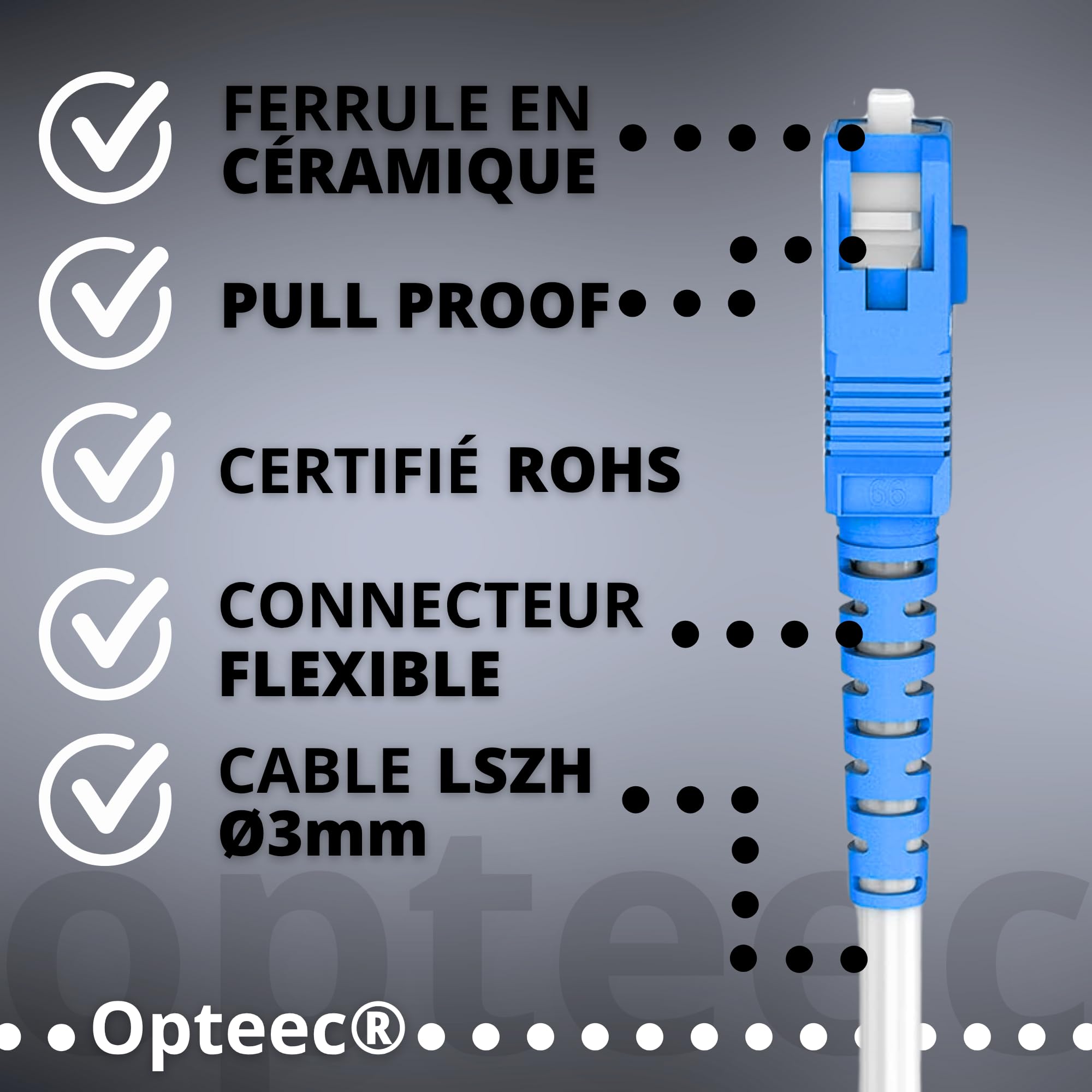 Câble Fibre Optique Blindé 10M SC/APC à SC/UPC Renforcé Freebox Pop Pos S Ultra Ultra Essentiel Révolution Light Rallonge Jarretière Blanc