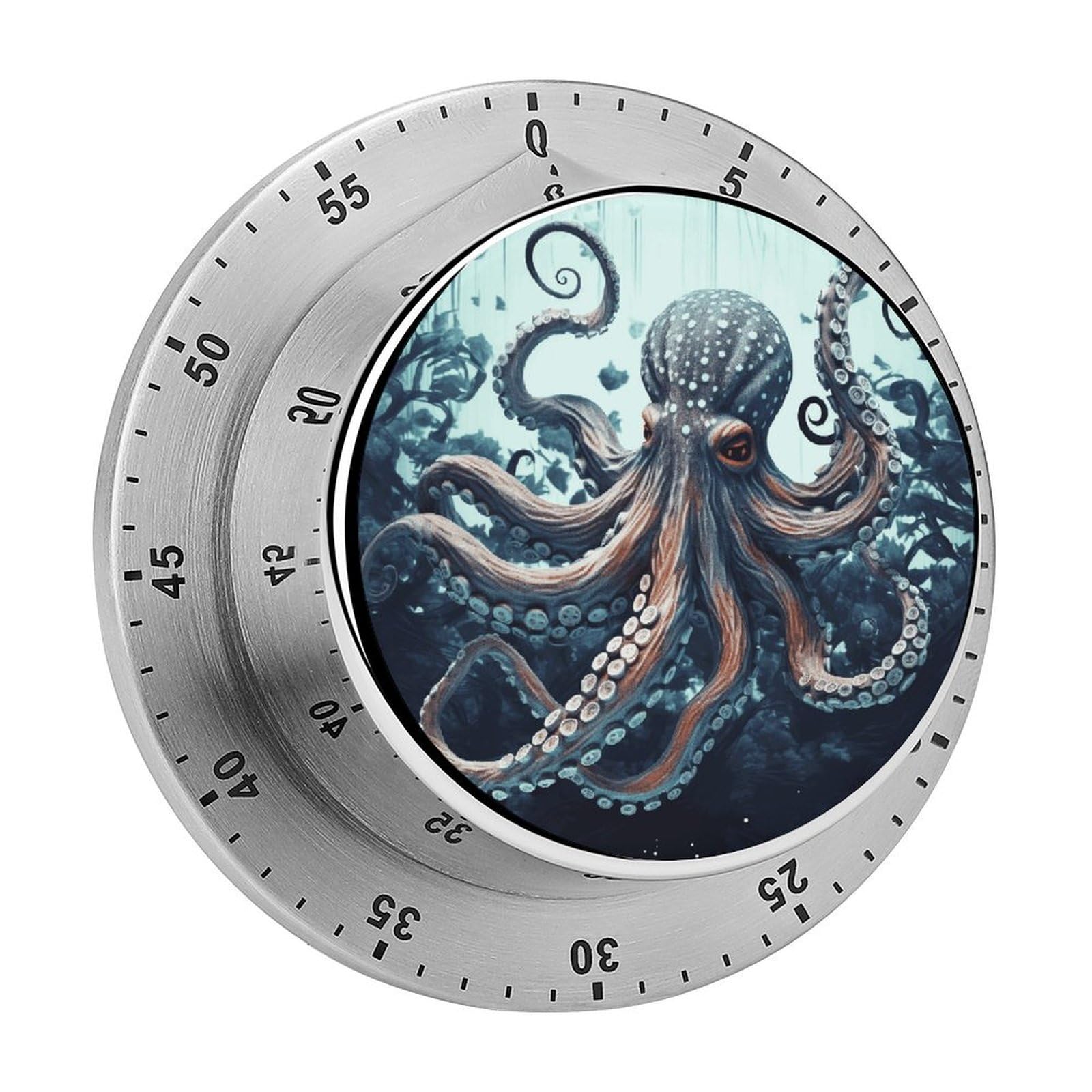 Cool Octopus Kitchen Timers for Cooking Chef Stainless Steel Timer Clock with Loud Alarm Mechanical 60 Minute Wind Up Timers No Batteries Required Manual Countdown Timer