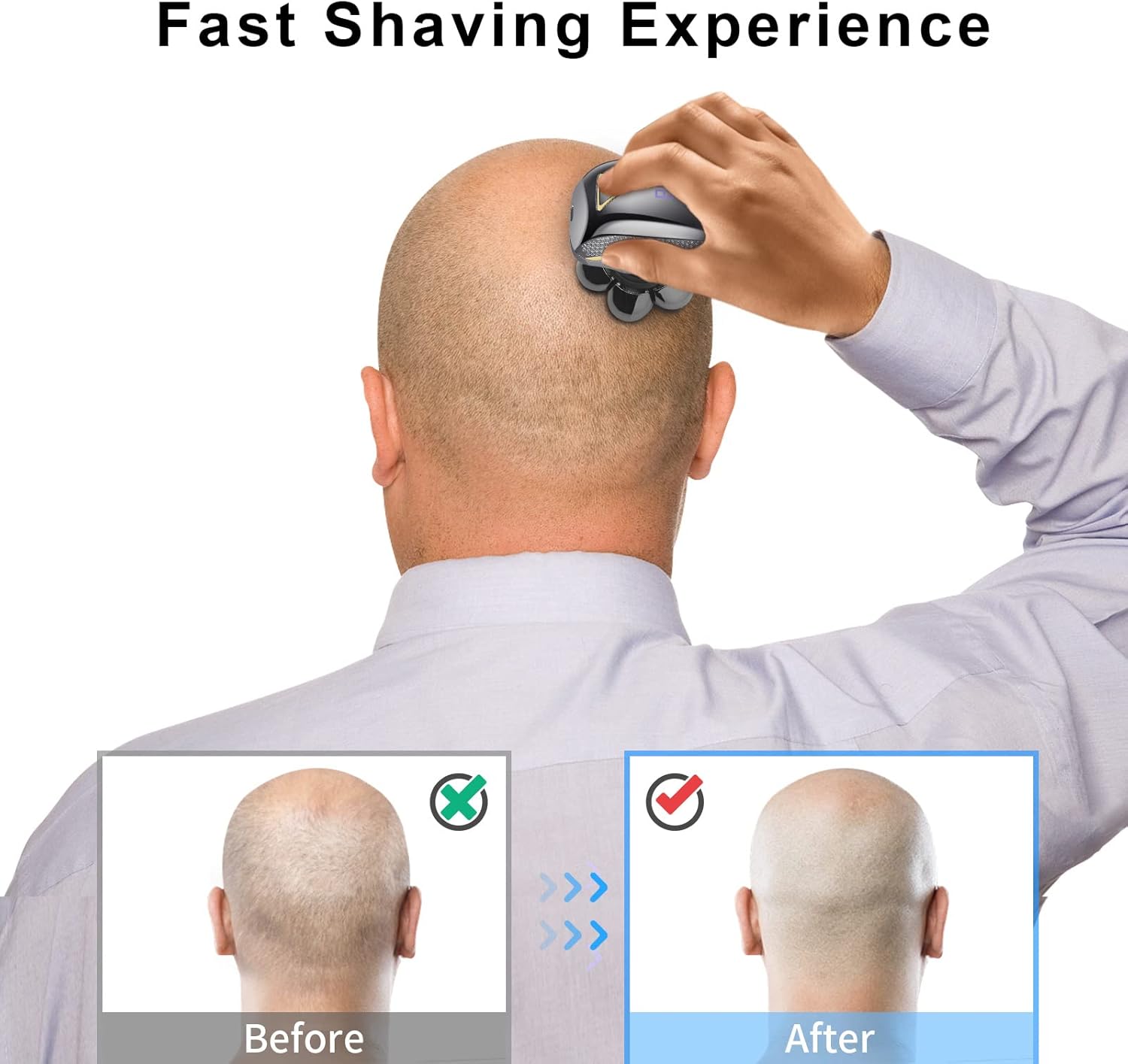 Head Shaver Replacement Heads,Head Shaver Replacement Blades, Head Shavers for Bald Men,Head shavers for Men, Stainless Steel Rotary Blades for Electric Head Razor (Black) - Image 4