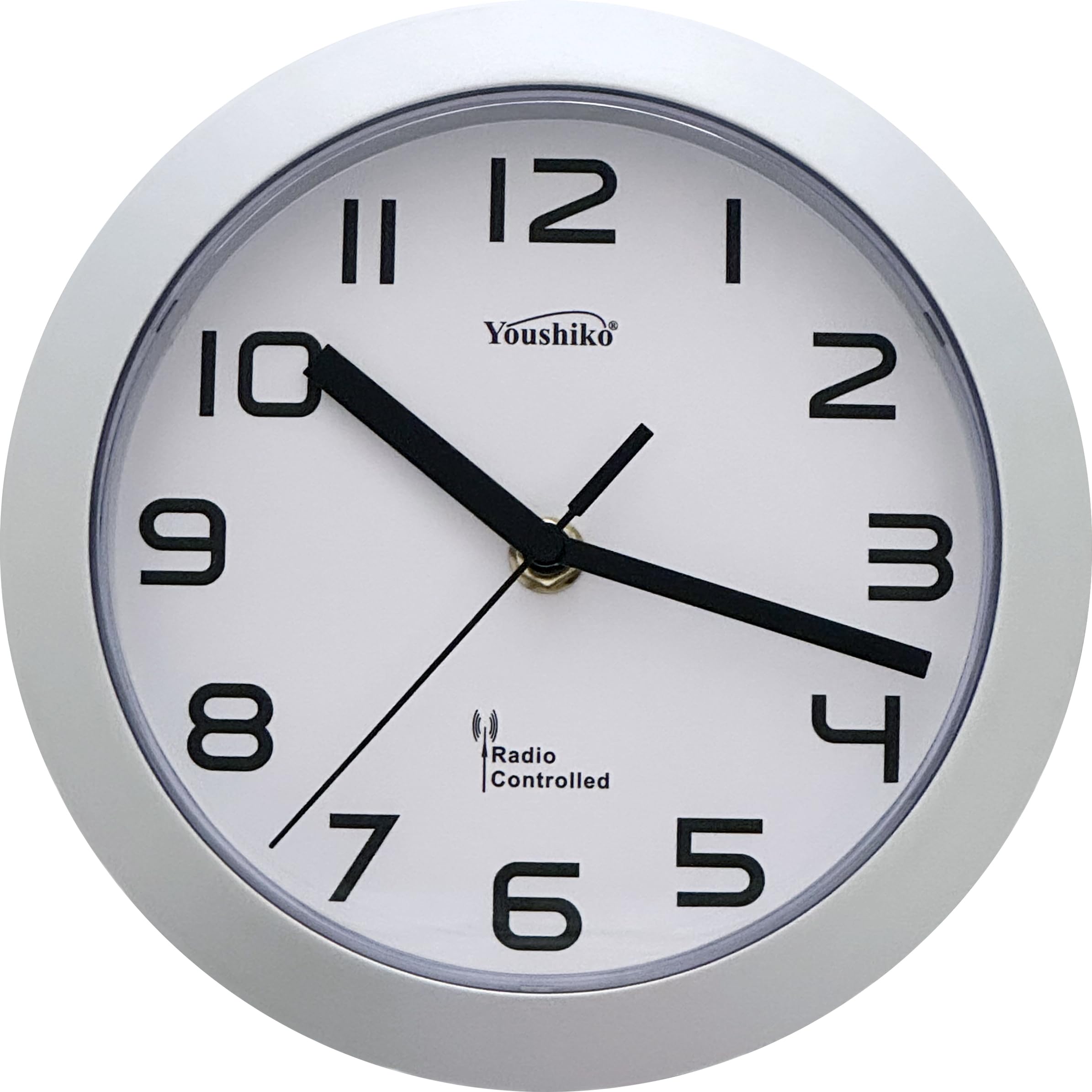 Youshiko Radio Controlled Wall Clock (Official UK & Ireland Version), Premium Quality, Classic Design, 20cm, 8-Inch Diameter, Home/Kitchen/Office/School Clock, Easy to Read