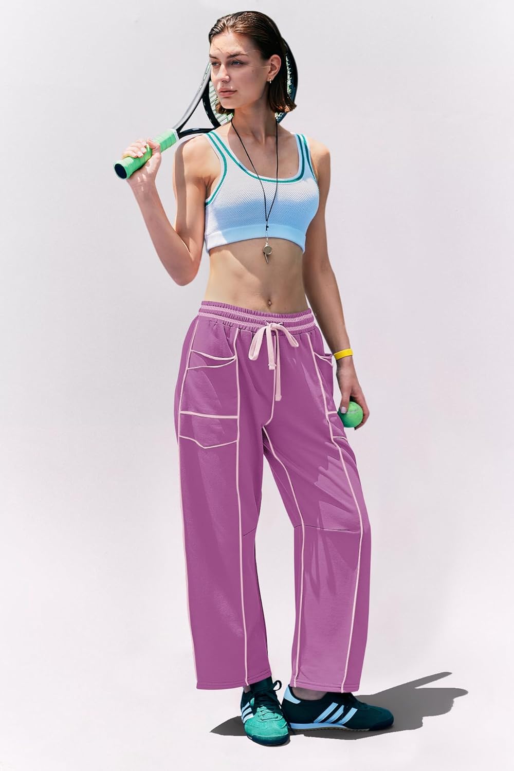 Panadila Womens Barrel Pants Drawstring Wide Leg Sweatpants Baggy Summer Lounge Pants Casual Beach Trousers - Image 5