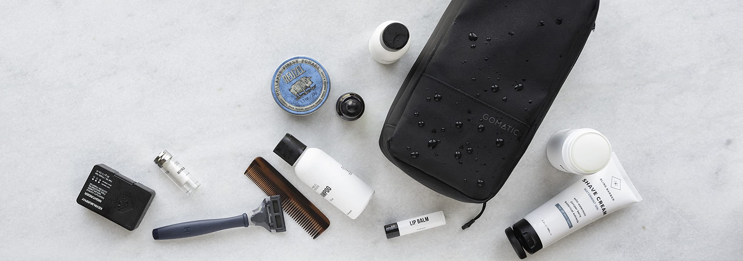 Gomatic Kulturbeutel Groß – Wasserfeste Waschtasche für Reisen, Make-up, Rasur & Fitness, Kultur- & Kosmetiktasche mit Haken, Organizer für Herren & Damen, Passt in Rucksack & Koffer – Schwarz