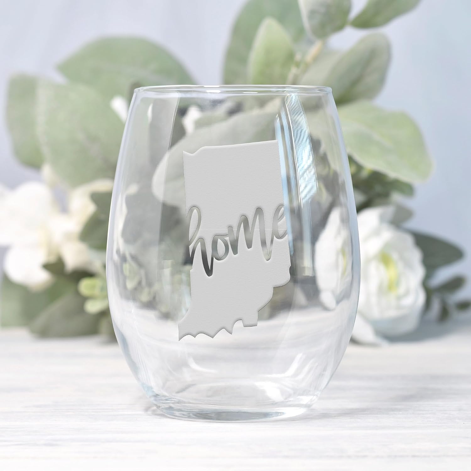 Indiana State Stemless Wine Glass - Indiana Gift, Fan Gift - 2 Glasses
