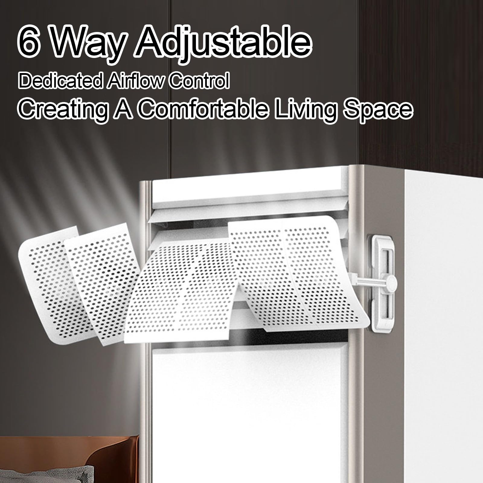Deflettore Condizionatore 67x20cm Barriera Condizionatore con Controllo del Flusso d'Aria a 6 Zone, Regolabile a 270°