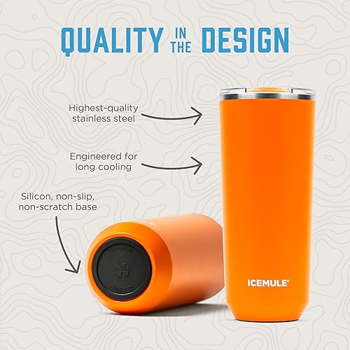 Miniatura 4 de IceMule Vaso aislado de acero inoxidable al vacío de 24 onzas y taza de viaje, tapa deslizante, a prueba de derrames, a prueba de fugas, se adapta