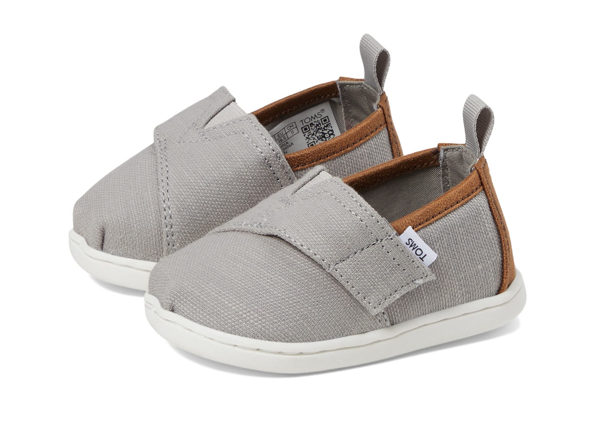 TOMS Tiny Alpargata Recycled Cotton Canvas Espadrille, Drizzle Grey