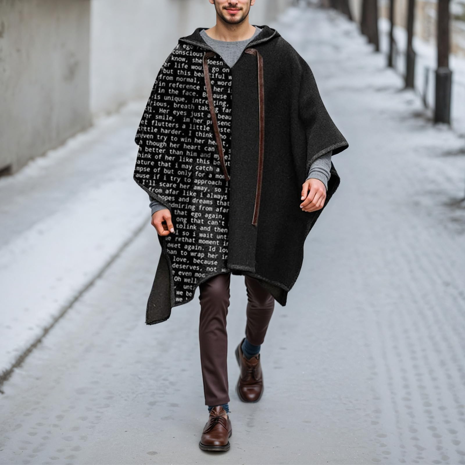 Poncho para hombre patchwork casual manta gruesa térmica capa vaquero occidental capa poncho de lana invierno chaqueta hippie alpaca sudadera hombre sin capucha toalla poncho adulto