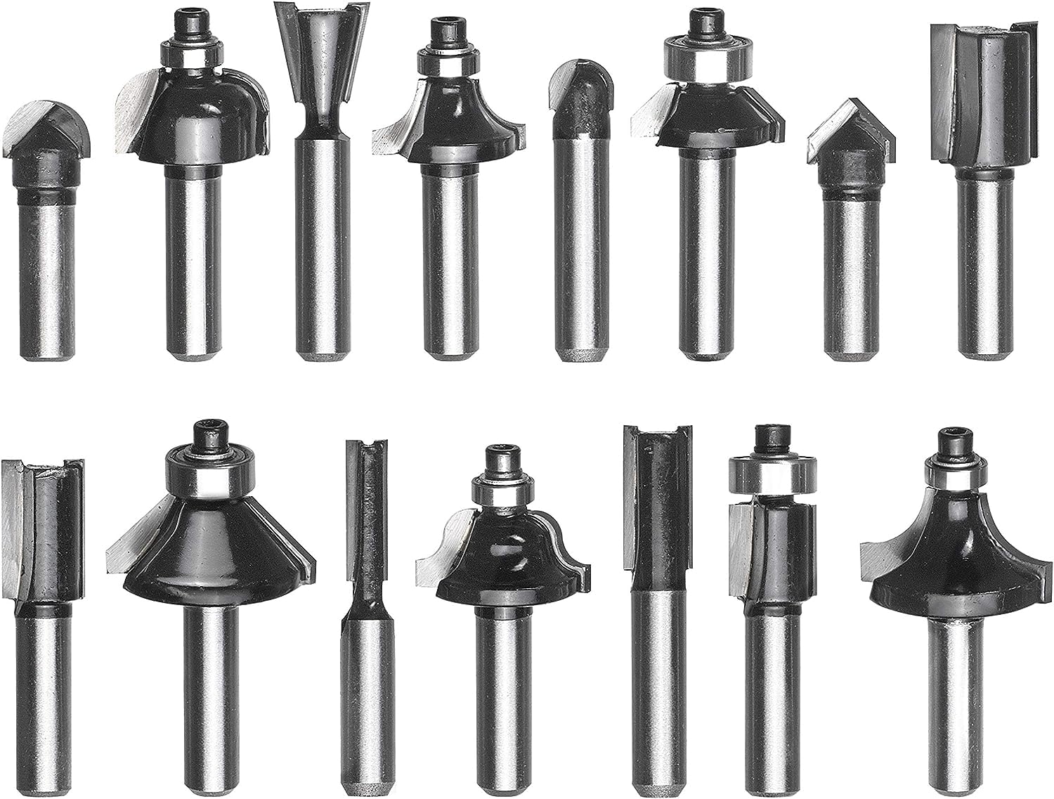 Original Einhell 15 tlg. Fräser-Set (passend für Elektro-Oberfräsen, 15-teilig, 8 mm Schaftdurchmesser, im Holzkoffer)