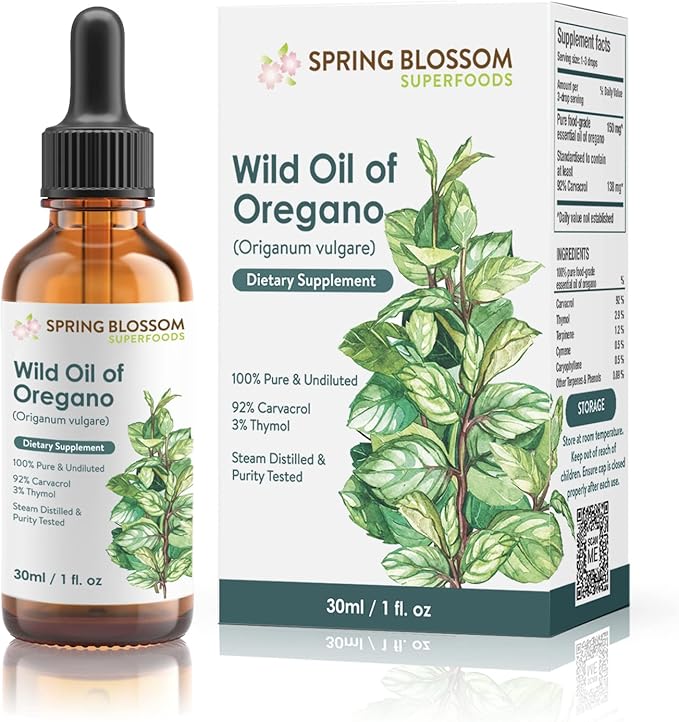 30ml Oregano Oil 100 Pure & Undiluted Min 92 Carvacrol SuperStrength