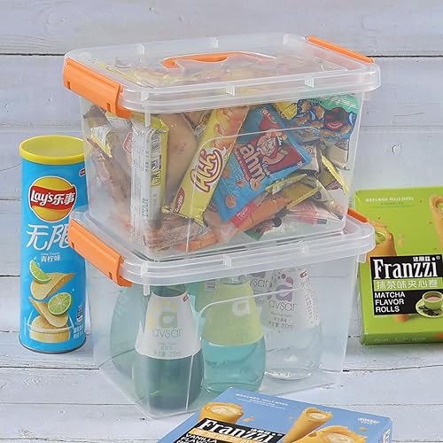 Vista 13 de Farmoon Contenedor de almacenamiento transparente de 6 cuartos de galón, caja apilable de plástico con tapa y mango gris, 6 paquetes, R