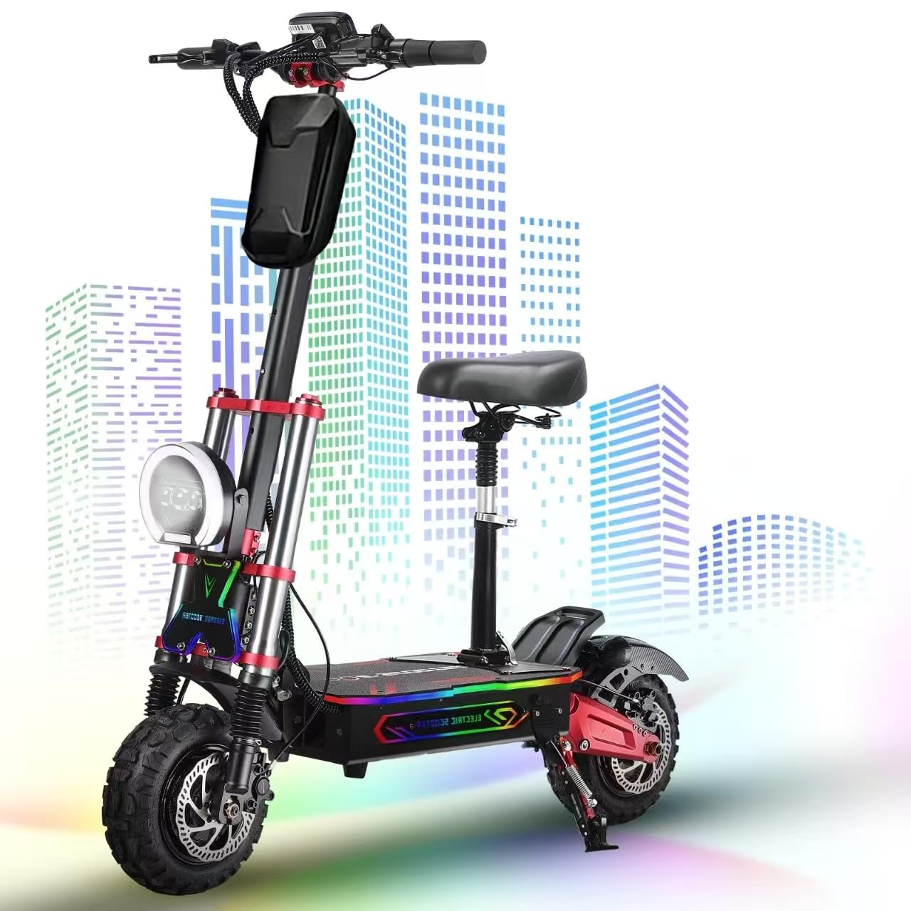 Electric Scooter for Adult, 6000W Dual Motor 55MPH Fast Escooter, 60V 38Ah Large Battery Up to 75 Miles, Portable Folding E-Scooter with Seat, 11