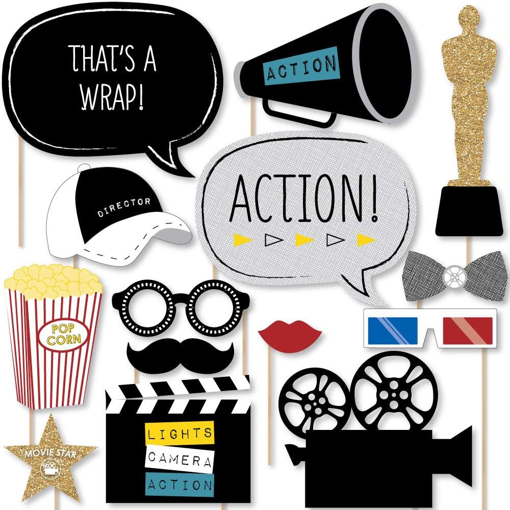 Big Dot of Happiness Movie - Party Photo Booth Props Kit 20 Count