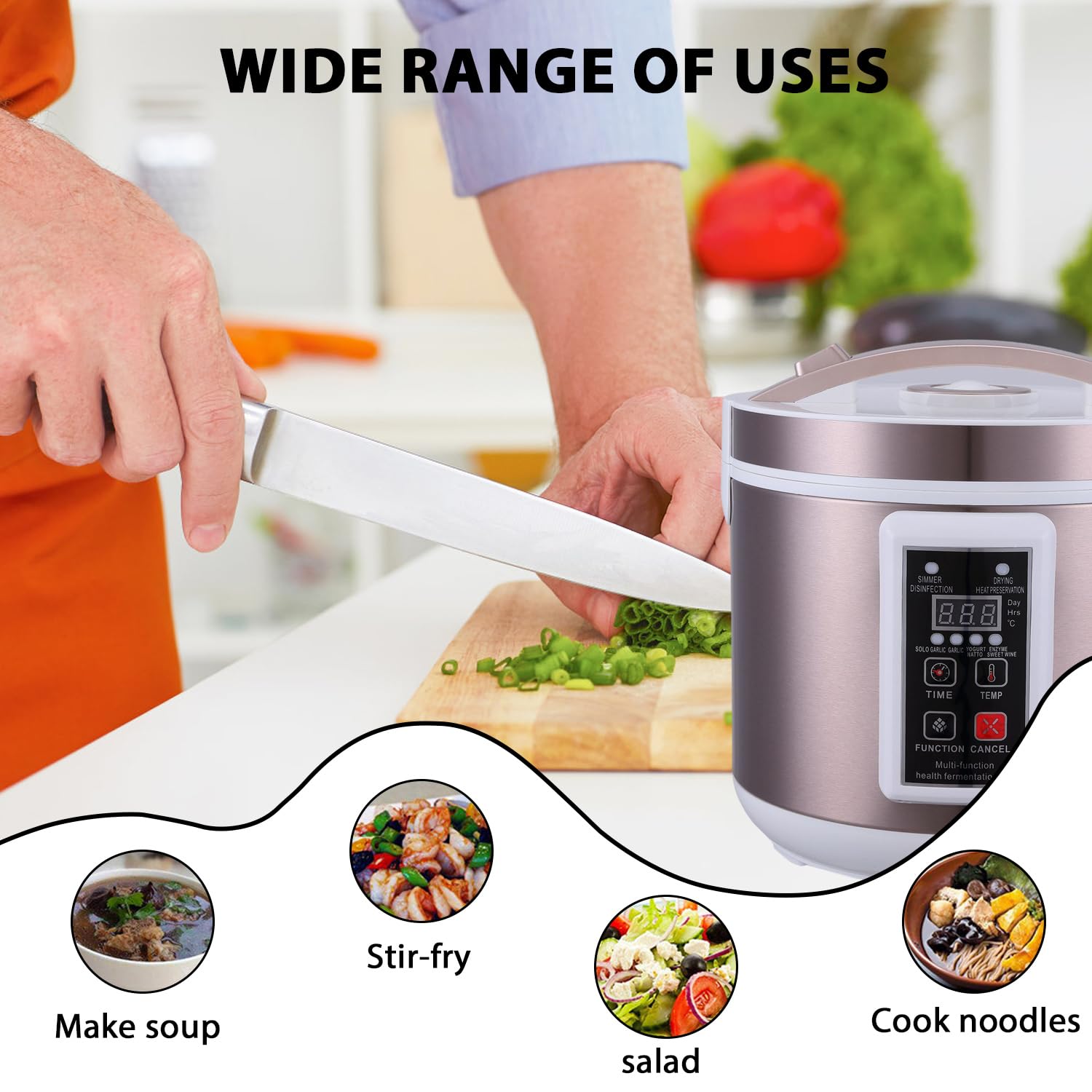 Máquina de fermentación de ajo negro 5L, fermentador de acero inoxidable 2 capas, 168h rápida