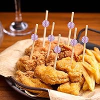Vista 3 de 200 piezas de palillos de cóctel, palillos de dientes de 4.7 pulgadas para aperitivos, brochetas de bambú para cóctel y bebidas, postres