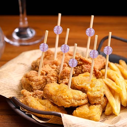 Miniatura 3 de 200 piezas de palillos de cóctel, palillos de dientes de 4.7 pulgadas para aperitivos, brochetas de bambú para cóctel y bebidas, postres,