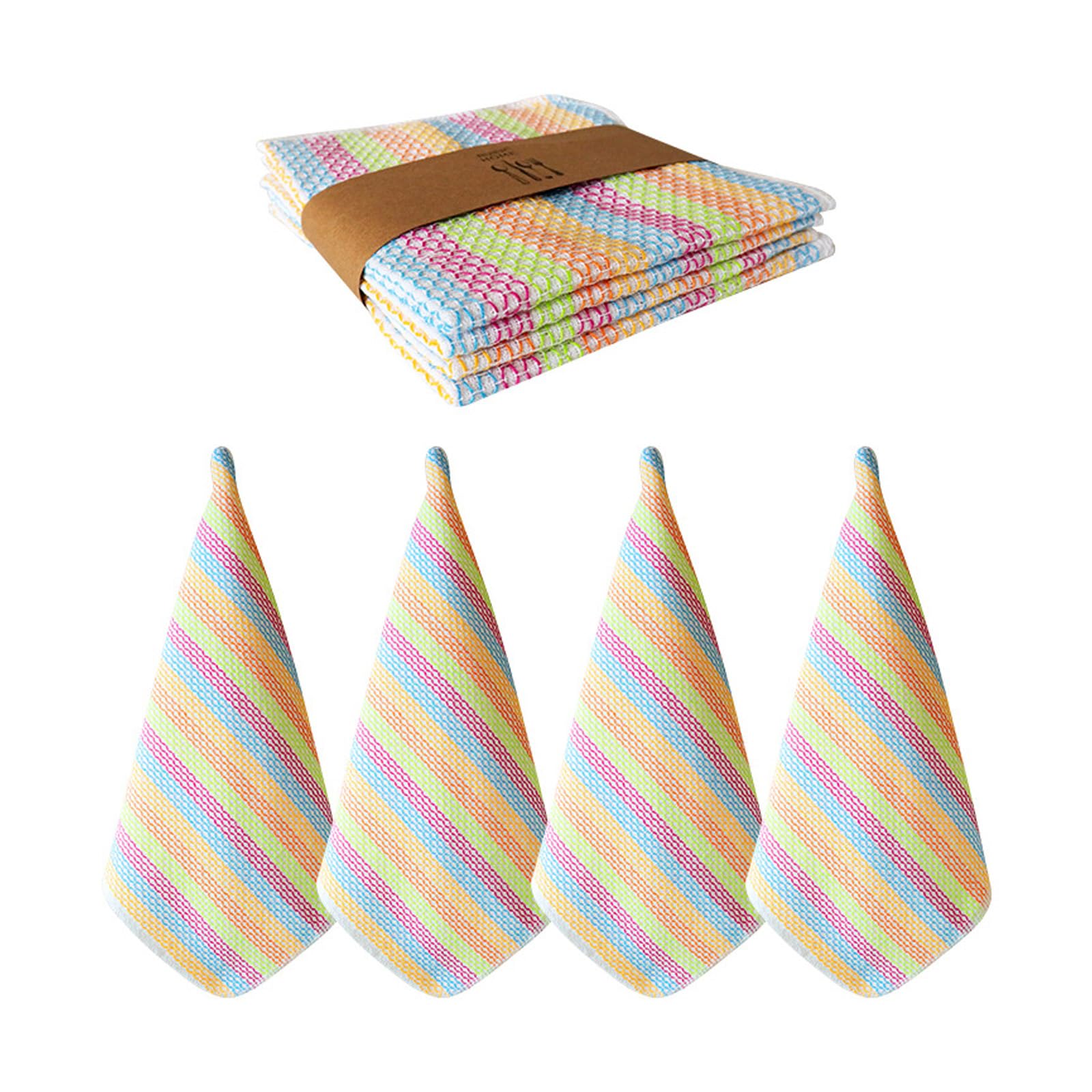 Xjdzineq 4Pcs Soft Absorbent Cotton Kitchens Towels Quick Drying Dishwashing Cloths Cleaning Rag for Glassware Surfaces Cotton Cleaning Rag