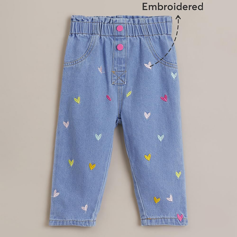 Hopscotch Girls Blue Heart Embroidered Denim Jeans (18-24 Months) 3