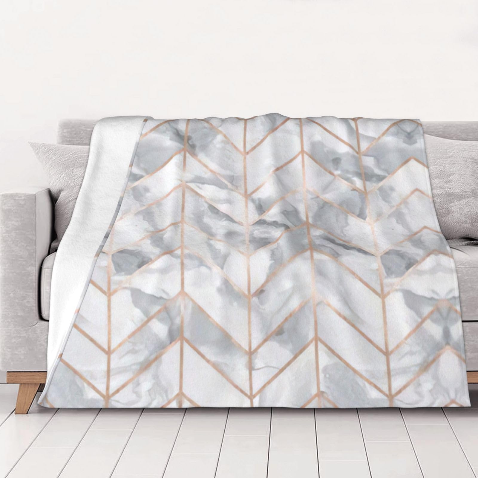 Couverture super douce motif marbre or rose : le cadeau idéal pour le lit