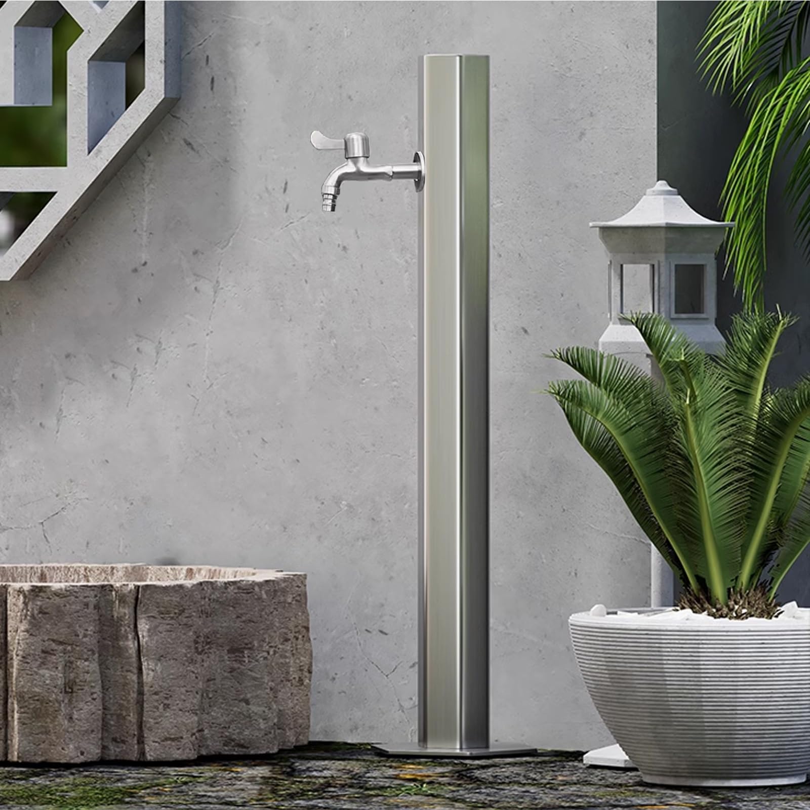 BHGFYXBS Faucet Column Freestanding Garden Water Column W/Faucet,Stainless Steel Vertical Garden Water Column,Dual-Purpose Water Inlet