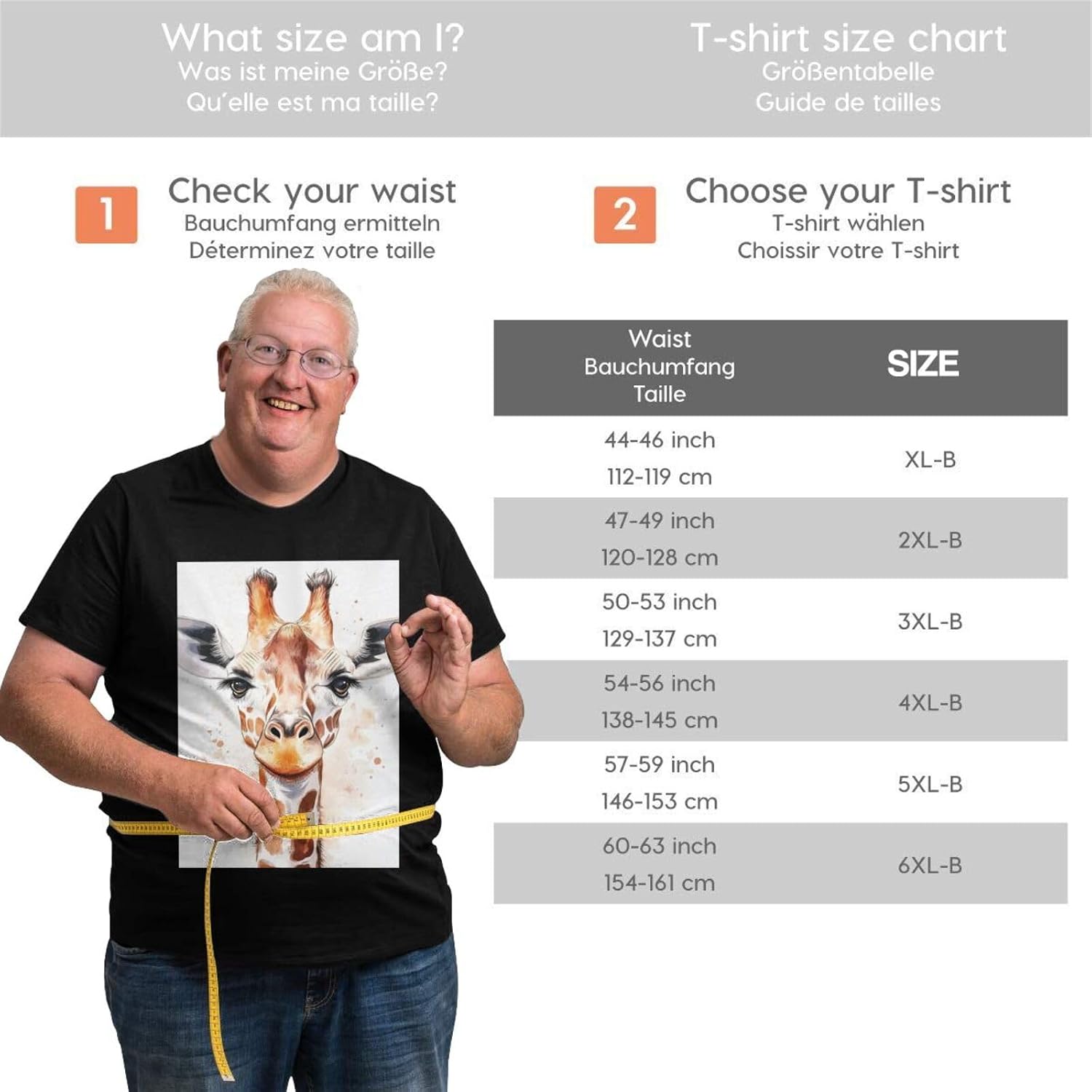 T-Shirt Plus Size Heavyweight T Shirt for Men Big and Tall Tshirts | Stylish Watercolor Giraffe Oversized Tshirts For Men Short Sleeve Upf 50+ Sun Protection T-Shirt For Casual & Daily Wear