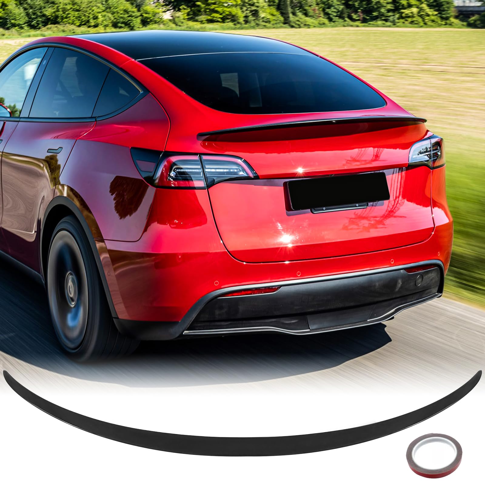 ABS Rear Spoier with Tape for 2020 2021 2022 2023 2024 Tesla Model Y Spoiler Rear Wing OEM Rear Trunk Lip Factory Accessories Glossy Black