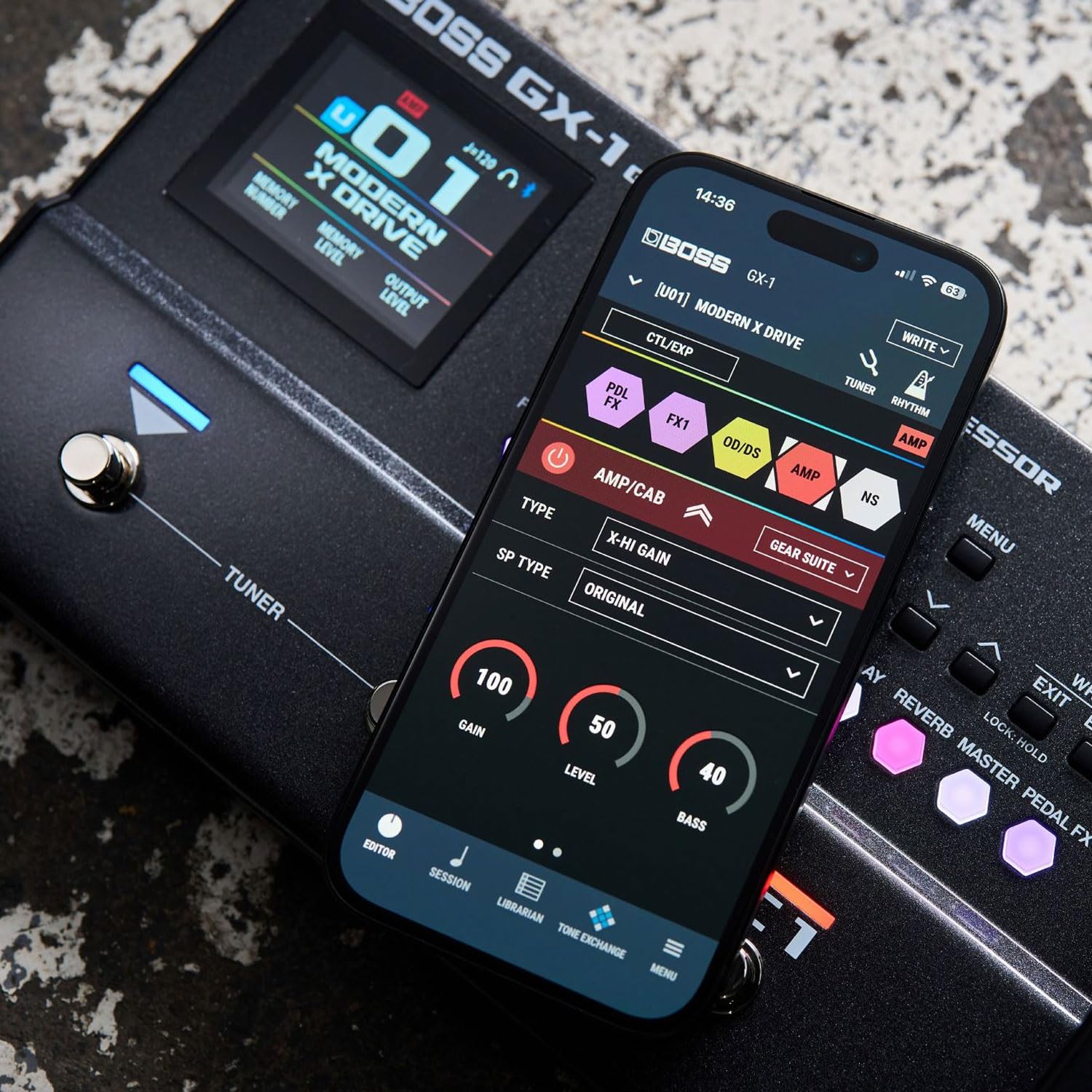 Boss GX-1 Effektgerät Multieffekt-Pedal für Gitarre mit keepdrum Netzteil