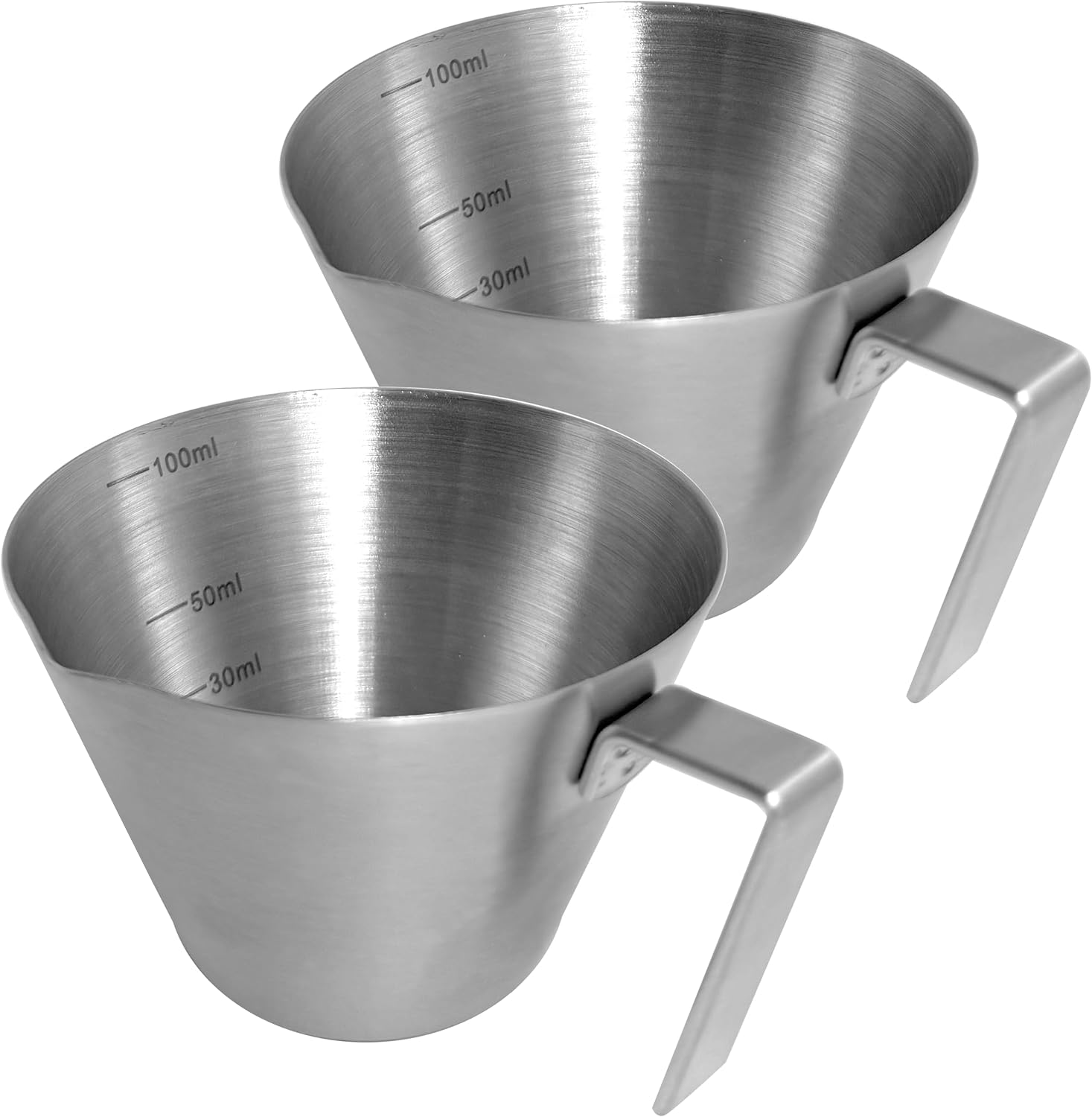 NEOUZA Espresso Shot Cups, 3.4 oz, Espresso Measuring Cup, 2-Pack, Stainless Steel Cups, Kitchen Utensils for Espresso Accessories (Matte Silver)