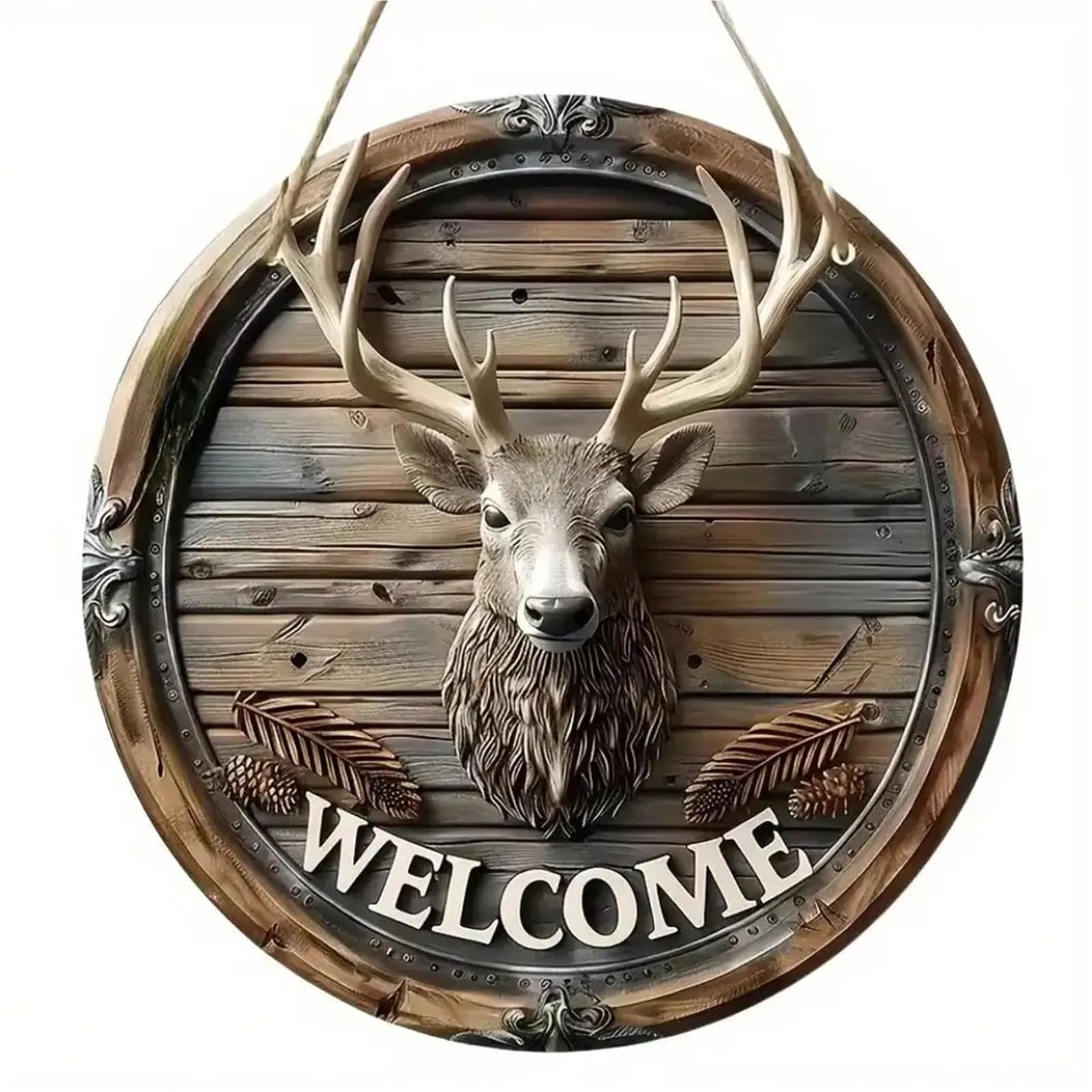 Welcome Sign Indoor Wall Decor Country Style Deer Antler Welcome Sign - Rustic Metal Horizontal Wall Hanging Decor