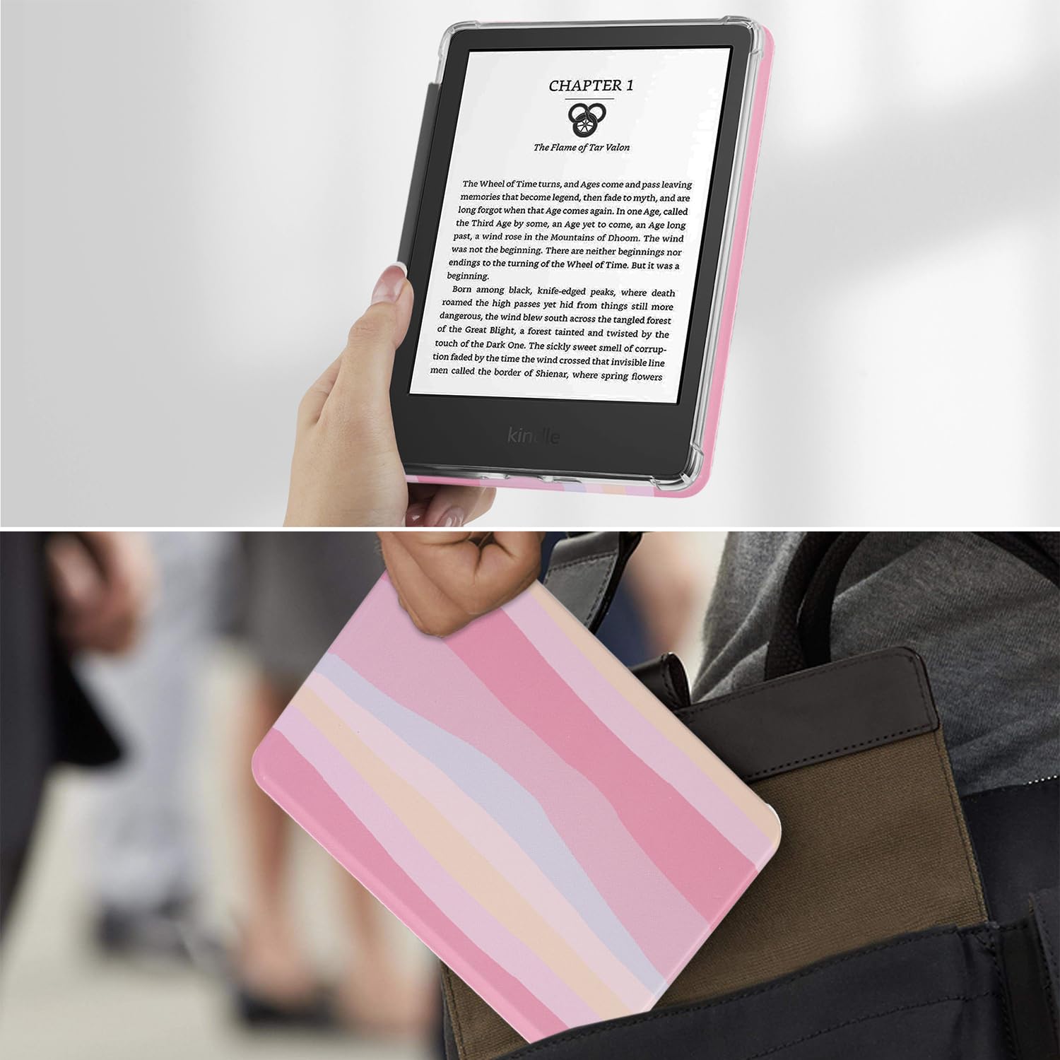 Schutzhülle für Kindle Paperwhite 12. Generation und Kindle Colorsoft Signature Edition 2024 (17,8 cm) – leichte, strapazierfähige PU-Lederhülle und transparente weiche TPU-Rückseite mit