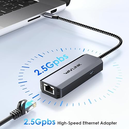 Miniatura 10 de Adaptador USB C a 2.5G Ethernet, WAVLINK 2 en 1 USB 3.2 tipo A/tipo C (Thunderbolt 3/4) a 2.5 Gigabit Ethernet, convertidor de red LAN RJ45