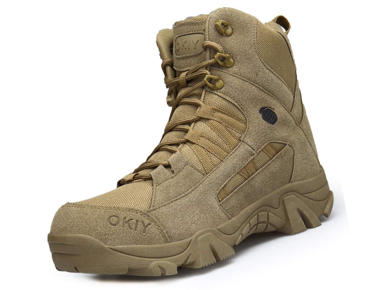 IYVW2021 Shoes Work Utility Footwear Military Tactical Mens Army Outdoor Sports Camping Hiking Work Combat Lace Up Breathable High Top Side Zipper Desert Leather Shoe Boots