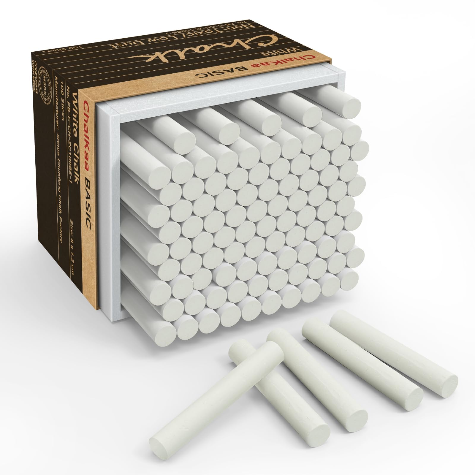 White Chalk 100PCS, Chalkboard Chalks for Classroom, Low Dust, Office and Home Use, Non-Toxic Bulk for Teachers, School Supplies Blackboard