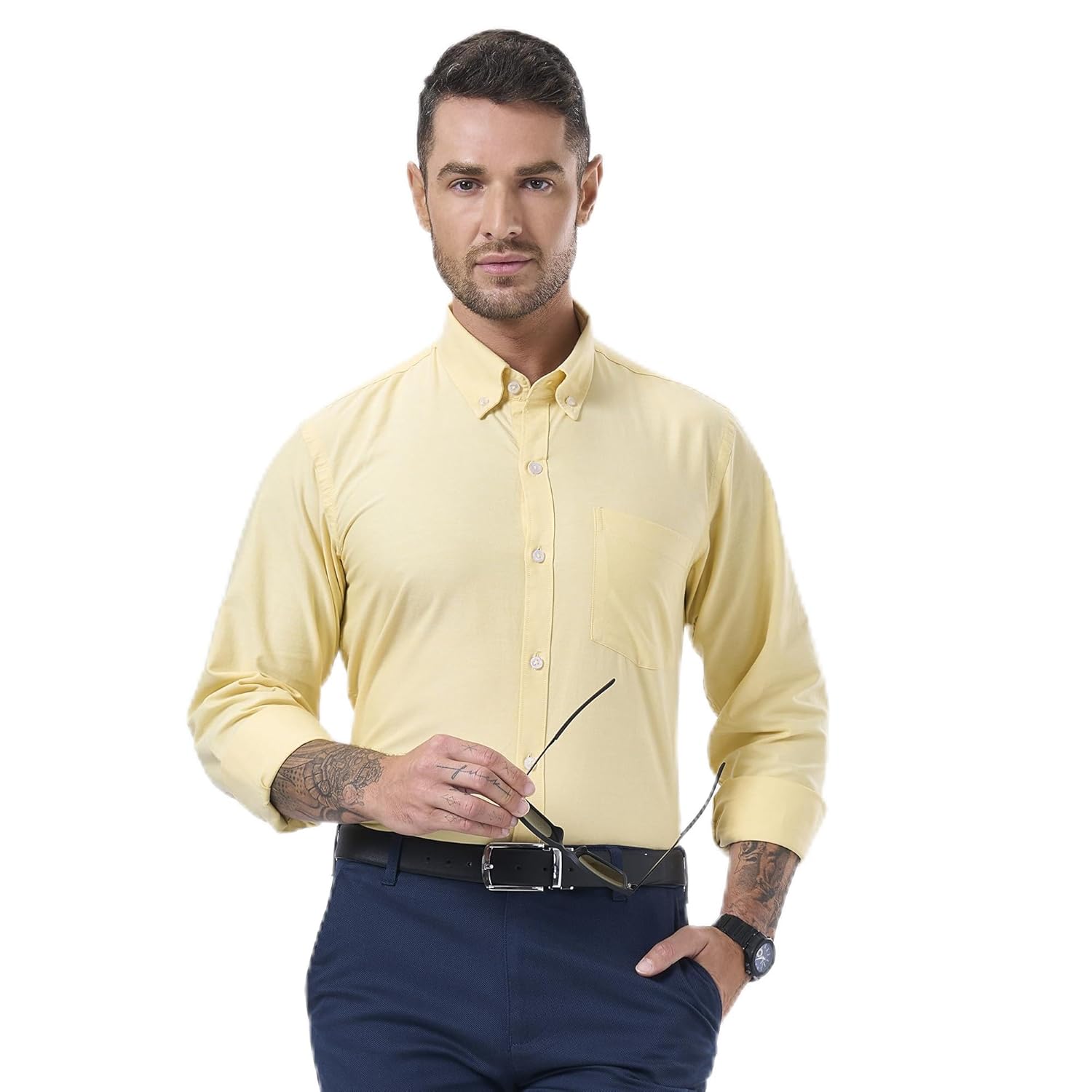 Cotton King Mens Shirts 100 Cotton Long Sleeve Shirts for Men Button Down Shirt Men Oxford Mens Dress