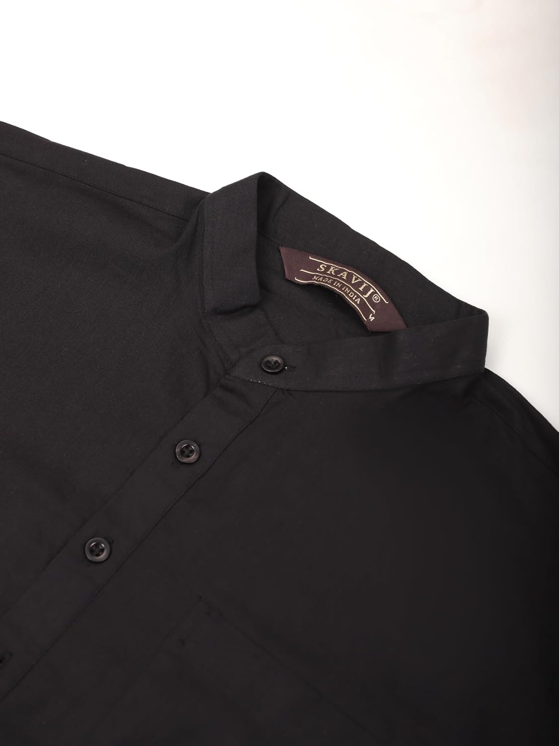 SKAVIJ Men’s Cotton Kurta Shirt – Long Sleeve Henley Tunic with Mandarin Collar Chest Pocket – Casual Ethnic Wear Top - Image 6