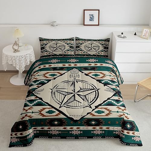 Miniatura 1 de Juego de edredón de estrellas del oeste de Texas para vaquera, ropa de cama azteca del suroeste, juegos de edredón tribal bohemio, tamaño Queen,