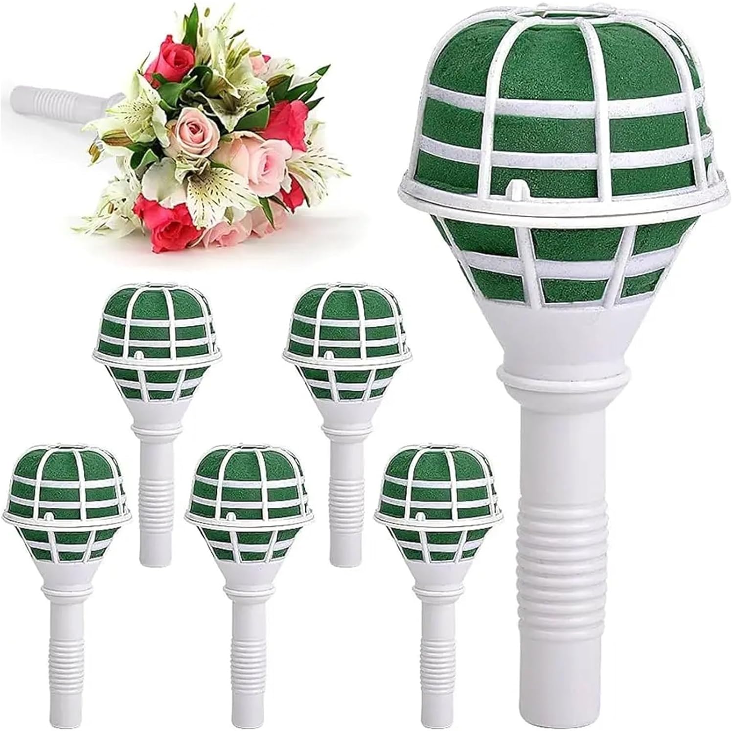 Flower Bouquet Holder 6Pcs 18cm Wedding Bouquet Foam Holder, Green Floral Base for DIY