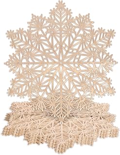 Mosayt Christmas Round Snow Placemats Set of 12，Gold Vinyl Metallic Place mats, Washable Easy Clean Non-Slip Heat Resistant Plastics Table Mats for Dinning/Wedding/Party Decoration, 15 Inch