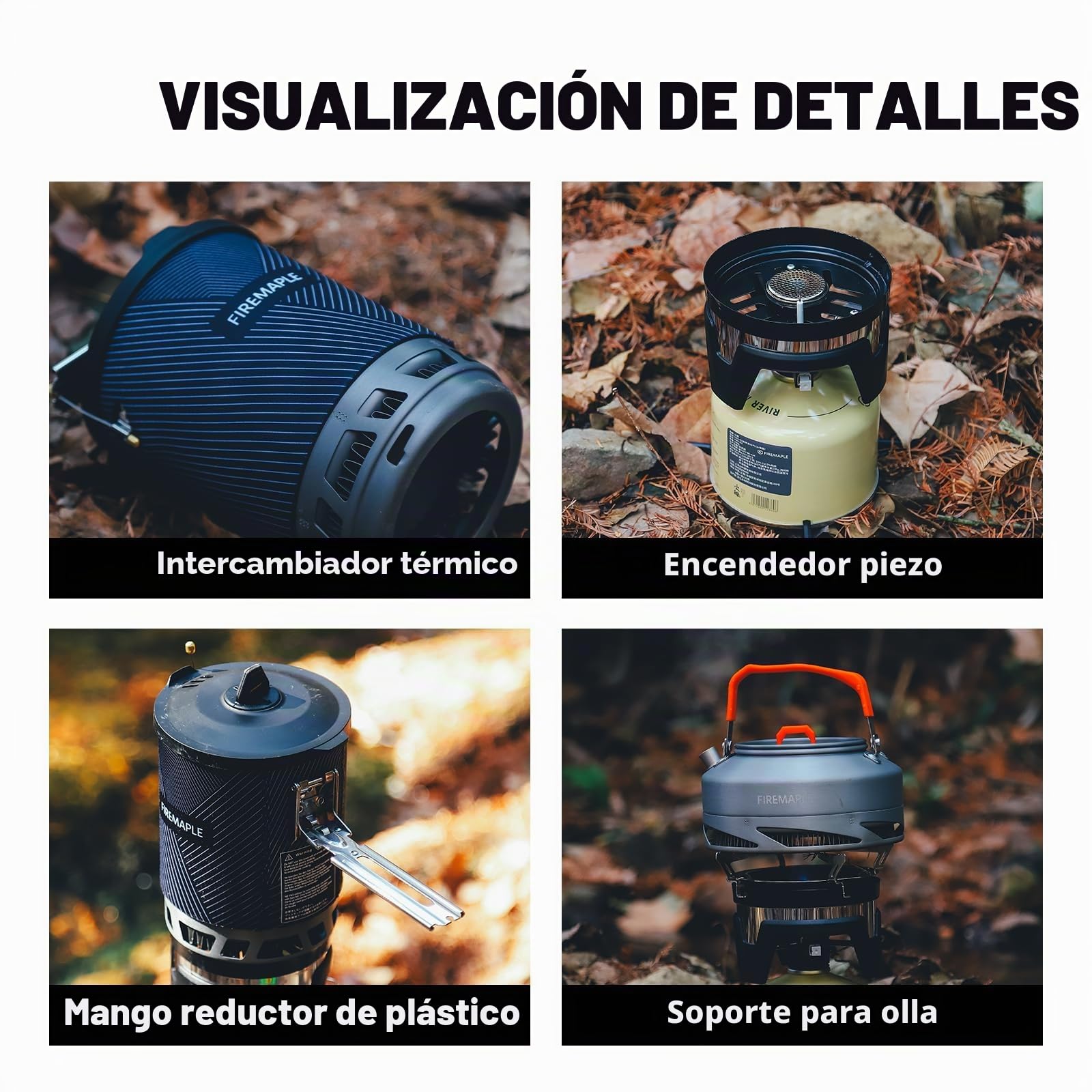 Fire-Maple X2 Pro Estufa Portátil para Camping, Quemador de Gas para Mochileros, Sistema de Cocción al Aire Libre Con Encendido Piezoeléctrico, Soporte para Olla y Cartucho