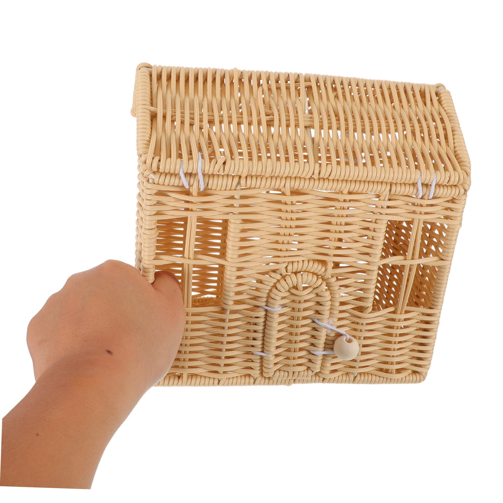 Garneck Cesta Tejida con Asa De Ratán Sintético para Dulces y Aperitivos con Forma De Casa De Muñecas para Recuerdos De Shower y Bodas Cesta Decorativa Navideña