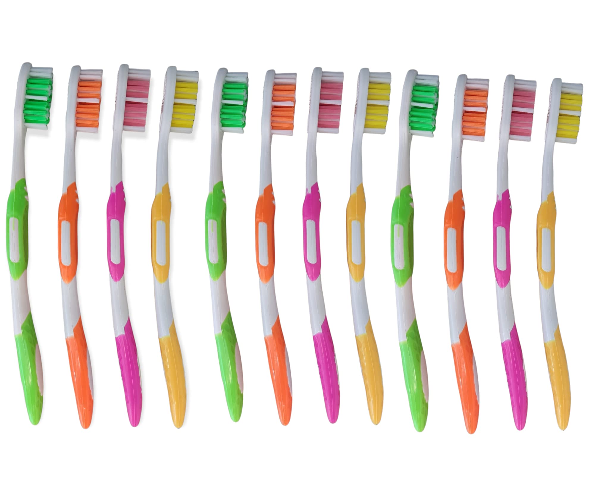 RARE-ZONE Rrae-Zone Cheliya Popular Soft Medium Manual Toothbrush For Adults (Pack Of 12),Multicolour