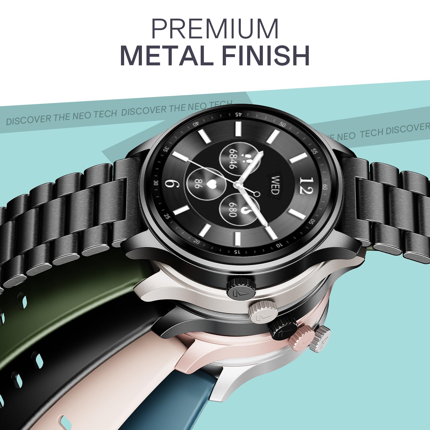 boAt Lunar Discovery Neo, 1.39" (3.5 cm) Round HD Display, Premium Metallic Finish, Animated Watchfaces, 100+ Sports Mode, Bluetooth Calling, Smart Watch for Men & Women (Steel Black) — Amazon image 3