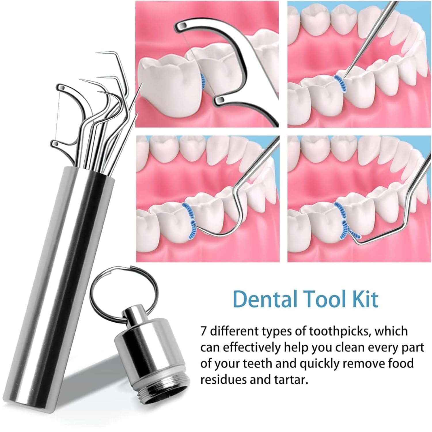 7-in-1 Teeth teeth Cleaning Tool Kit - Ultimate Oral Care Solution, Portable Toothpicks Cleaning Picks Flosser for Personal Care Teeth Braces Cleaning Tool, Dental Hygiene Kit 2