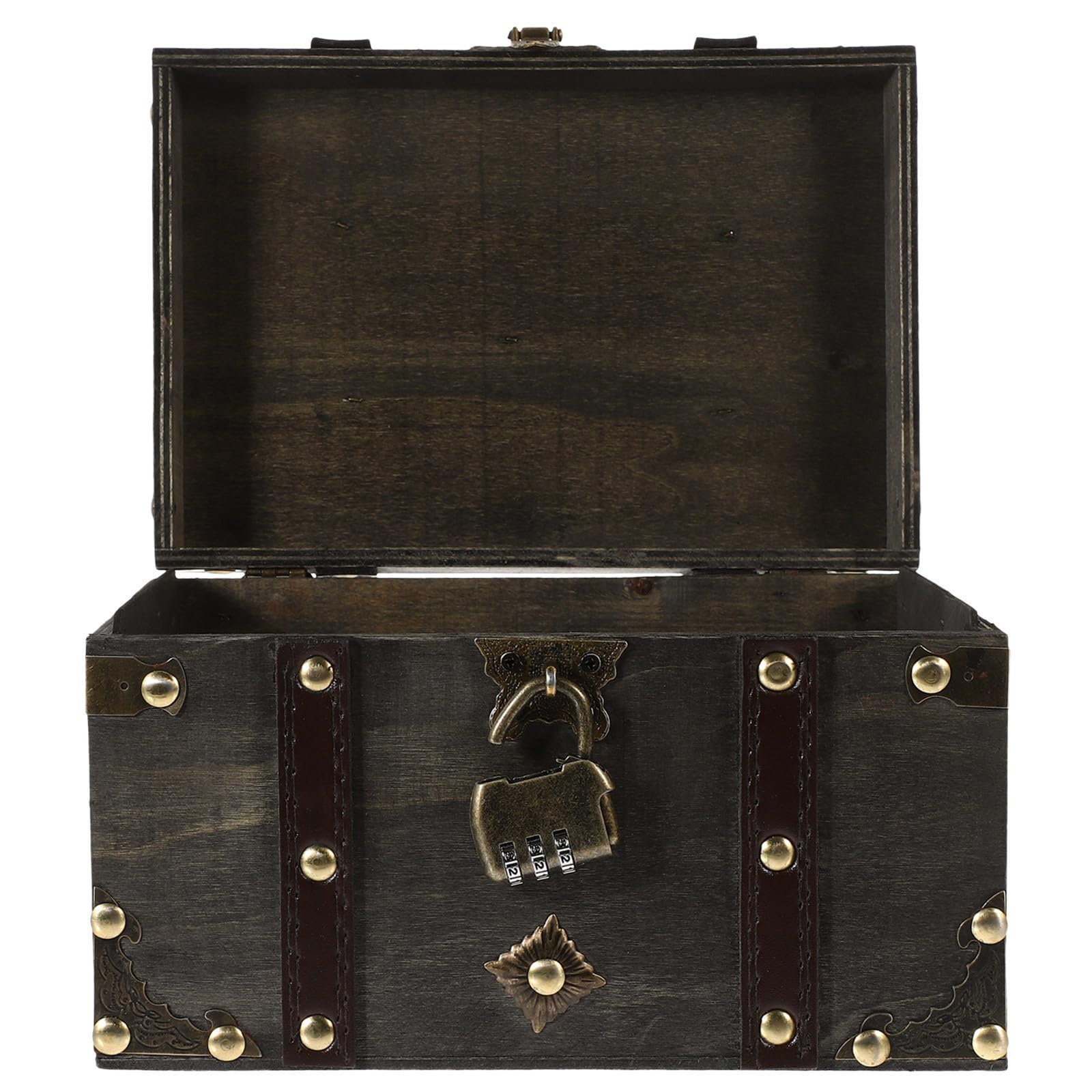Coffret à trésors pirate vintage en bois noble avec serrure sécurisée HANABASS