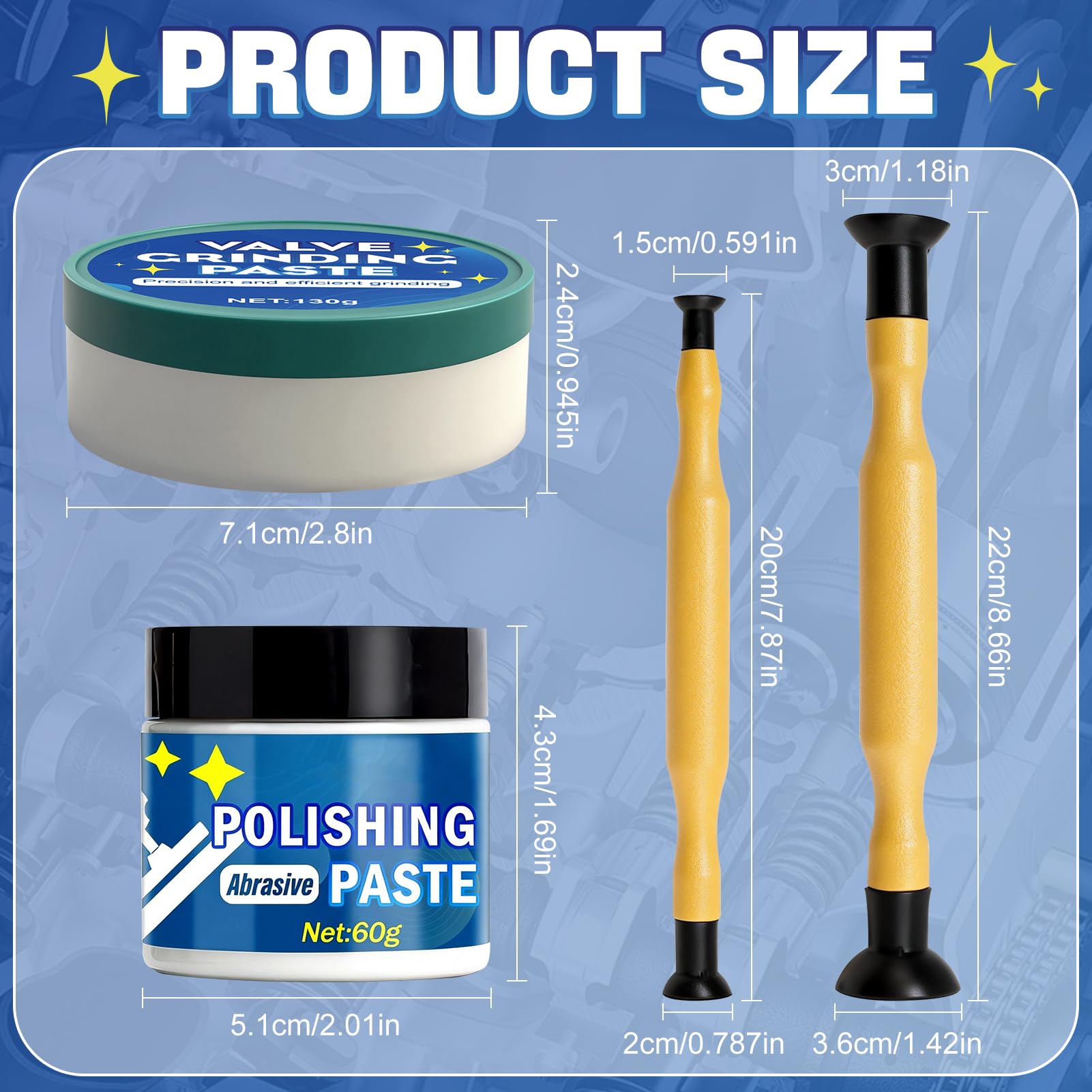 190g Kit di Smerigliatura Valvole, Pasta Abrasiva Auto, Pasta Abrasivo per Valvole, Rettifica di Precisione, Adatta per la Riparazione di Motociclette, Automobili, Motori Veicoli, ecc