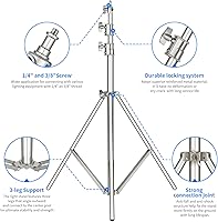 Vista 3 de Neewer – Soporte para luz de acero inoxidable de 3m/118", trípode de fotografía resistente acolchado con adaptador de rosca universal de 1/4" a 3/8