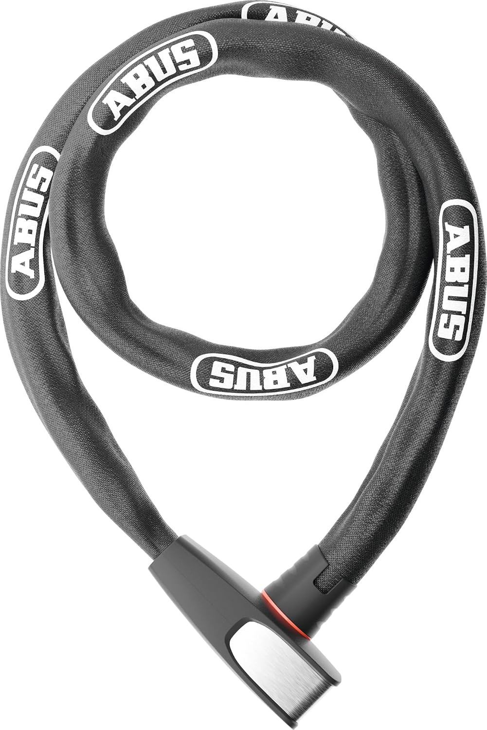 ABUS Catena 6806K Chain Lock - Lightweight Hardened Steel Bike Lock with Fashionable Textile Tube - ABUS Security Level 6-110 cm - Black | chain-bike-locks